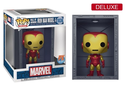 Funko Pop Deluxe Marvel Hall Of Armor Iron Man Model 4 Metallic Px Previews Exclusive No:1036