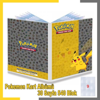 Pokemon Kart Albümü - Pikachu Sari Gri Tema