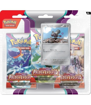 Pokemon Tcg Scarlet & Violet Paldea Evolved Premium Checklane 3 Booster Paket + Varoom