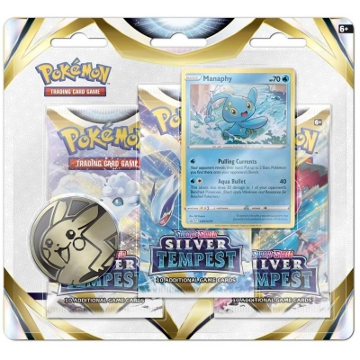 Pokemon Tcg Silver Tempest Premium Checklane 3 Booster Paket + Manaphy
