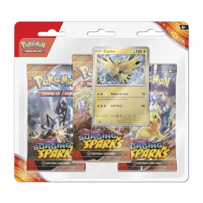 Pokemon Tcg Surging Sparks Premium Checklane 3 Booster Paket + Zapdos