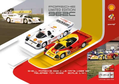 Sparky X Tiny 1/64 Porsche 962c Shell Combo #18 24h Le Mans 1988 And #17 Limited Edition 2000