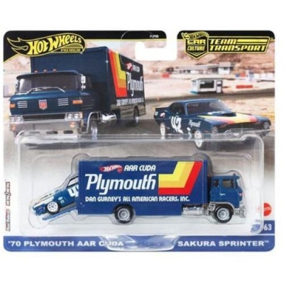 Hot Wheels Team Transport 70 Plymouth Aar Cuda + Sakura Sprinter