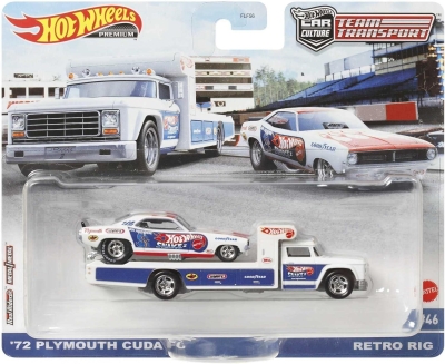 Hot Wheels Team Transport Premium 72 Plymouth Cuda + Retro Rig