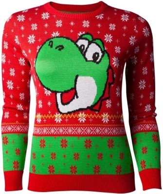 Lisanslı Super Mario Bros Yoshi Yılbaşı Bayan Kazak XL Beden