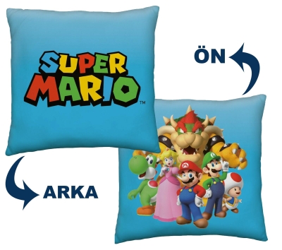 Lisanslı Super Mario Yastık 40x40cm Çift Taraflı